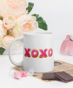 Pink Xoxo Cookies Valentines Day Mug Set for Her, Perfect Valentine's Gift