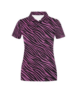 Pink Zebra Print Women'S Polo Shirt For Feminine Animal Lovers