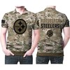 Pittsburgh Steelers Camouflage Flag 3D Printed Gift Polo Shirt - American Pattern For Fans