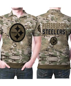 Pittsburgh Steelers Camouflage Flag 3D Printed Gift Polo Shirt - American Pattern For Fans