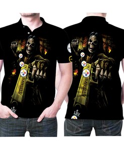 Pittsburgh Steelers Death God Pistol 3D Printed Polo Shirt - Great Gift For Fans