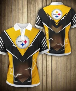 Pittsburgh Steelers Flame Graphic 3D Polo Shirt For Fans