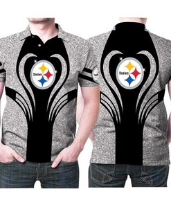 Pittsburgh Steelers Heart Logo Twinkle 3D Printed Polo Shirt For Fans