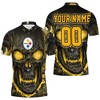 Pittsburgh Steelers Hello Darkness My Old Friend 3D Skull Polo Shirt - Ideal Gift For Fans