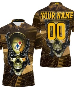 Pittsburgh Steelers Skull Chain 3D Personalized Polo Shirt For Fans