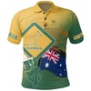 Polo Shirt - Australian Flag And Coat Of Arms With Kangaroo And Koala - Show Your Aussie Pride
