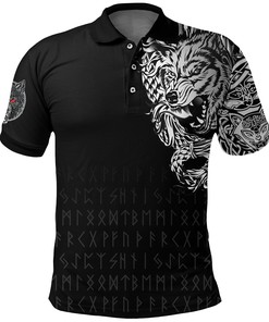 Polo Shirt - Dark Norse Wolf Tattoo Design - Be Bold And Daring With This Edgy Look
