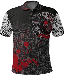 Polo Shirt - Odin Raven Rune Futhark Blood Design - Harness The Power Of Odin With This Design