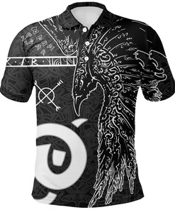 Polo Shirt - Raven Norse Mythology Tattoo Design - A Must-Have For Mythology Buffs