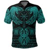 Polo Shirt - Raven Of Odin Cyan Design - Make A Statement With This Bright And Bold Look