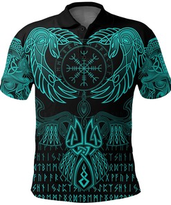 Polo Shirt - Raven Of Odin Cyan Design - Make A Statement With This Bright And Bold Look