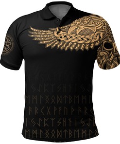 Polo Shirt - The Raven Of Odin Tattoo Style Design - A Bold And Intriguing Design