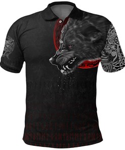 Polo Shirt - Wolf And Blood Moon Design - A Gorgeous Design That Will Turn Heads