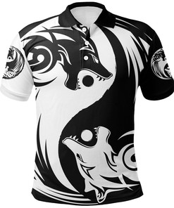 Polo Shirt - Ying Yang Wolf Design - Showcase Your Yin-Yang Side