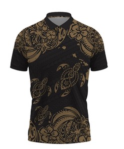 Polynesian Gold Sea Turtle Tattoo All Over Print Polo T-Shirt For Men