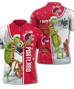 Portland Trail Blazers Nba Unisex Funny Christmas The Grinch 3D All Over Print Polo Shirt