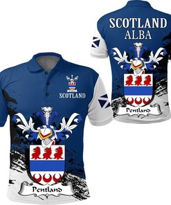 Premium Scottish Family Crest Golf Polo Shirt - Men'S Pentland Designed For Sporty Style