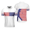 Proud American Golfer Us Flag Horizontal Stripe Polo Shirt For Gifts - 3D Printed Polo Shirts