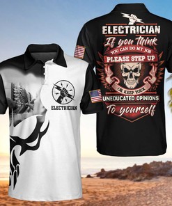 Proud Skull Electrician Polo Shirt For Fans - Polo Shirt Ideas