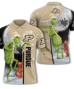 Purdue Boilermakers Ncaa Unisex Funny Christmas The Grinch 3D All Over Print Polo Shirt