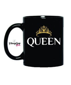 Queen Mug Gift for Her - I Love You Valentines Day Mug in Black Ceramic