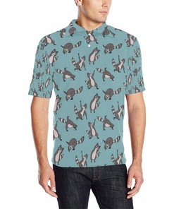 Raccoon Design Print Polo Shirt For Fans - Athleisure T-Shirt