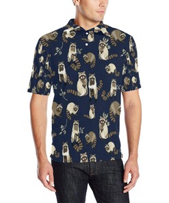 Raccoon Pattern Print Design 3D Polo Shirt A1 - Perfect Gift For Animal Lovers - 3D T-Shirt Birthday