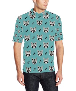 Raccoon Pattern Print Design 3D Polo Shirt A2 - Gift For Animal Lovers - 3D Polo Shirts For Men
