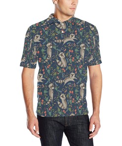 Raccoon Pattern Print Design 3D Polo Shirt A4 - Gift For Fans - All Over Print Polo T-Shirt