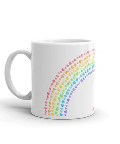 Rainbow Hearts Valentine's Day Mug - Colorful Valentines Day Gift For Her - Love Mug - Valentines Day Mug Ideas