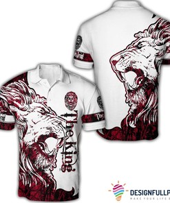 Red Alpha King Lion 3D Polo Shirt - Cool And Edgy Design With Polo Collar