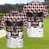 Red, Black And White Polo Shirt With Skull Design For Golf Fans - A Perfect Gift