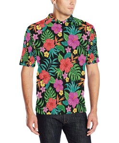 Red Flower Men'S Polo Shirt - Eye-Catching Gift For Fans