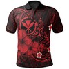 Red Polynesian Hawaiian Kanaka Maoli Polo Shirt - Humpback Whale With Hibiscus - Bold And Eye-Catching