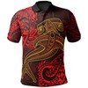Red Polynesian Shark Tattoo Polo Shirt For Fans - Polo Collar