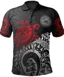 Red Polynesian Turtle American Samoa Polo Shirt +1 For Tropical Fans