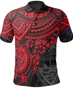 Red Polynesian Turtle Guam Athleisure T-Shirt For Men