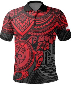 Red Polynesian Turtle Vanuatu Polo Shirt