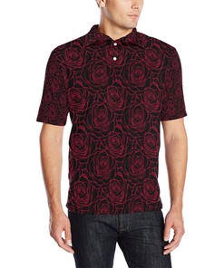 Red Rose Design Print Polo Shirt For Fans - All Over Print Polo T-Shirt