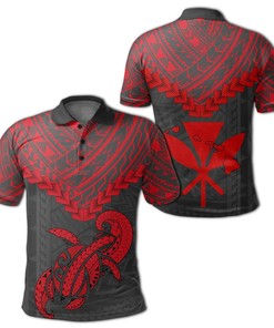 Red Ti Style Kanaka Map Hawaii Polo Shirt Featuring Turtle From Polynesian Hawaii All Over Print Polo T-Shirt