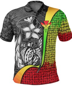 Reggae Kanaka Maoli Polo Shirt Featuring Turtle With Hook 3D Polo Shirts For Men