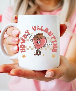Retro Howdy Valentine Mug Set - Western Cowboy Xoxo Love Mug - Cute Gift For Her - Couple Gift for Valentines Day