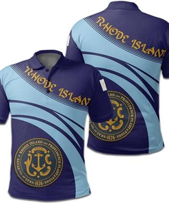 Rhode Island Coat Of Arms Cricket Style Polo Shirt With Polo Collar - Perfect Gift For Fans