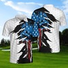 Ripped American Skull Golf Men'S Polo Shirt - Perfect Gift For Fans Of Golf And Edgy Fashion