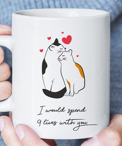 Romantic Cat Valentines Mug for Cat Lovers - Personalised Gift