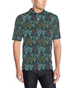 Rooster Hand Draw Design Men'S Polo Shirt With Polo Collar - Perfect Gift For Fans