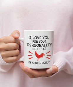 Rooster Valentines Mug - Naughty Coffee Mug - Funny Valentine Mug - I Love Your Cock Mug