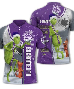 Sacramento Kings Nba Unisex Funny Christmas The Grinch 3D All Over Print Polo Shirt - Great For Athleisure T-Shirt