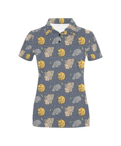 Safari Elephant Lion Print Women'S Polo Shirt With Polo Collar - Perfect Gift For Fans