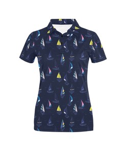 Sailboat All Over Print Polo T-Shirt With Polo Collar - Gift For Fans